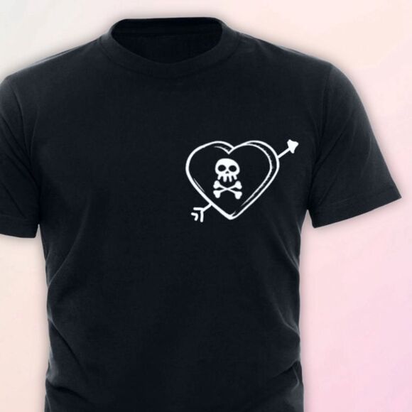 Anti-Valentine’s Day, Skull Heart Tee, Size Small- XXL - Picture 5 of 5